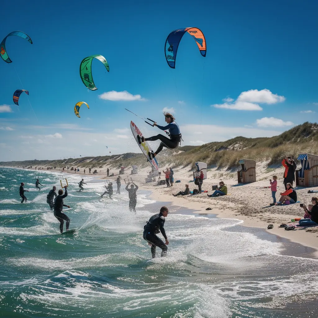 Entspannende Strandlandschaft mit feinem Sand und sanften Wellen.
